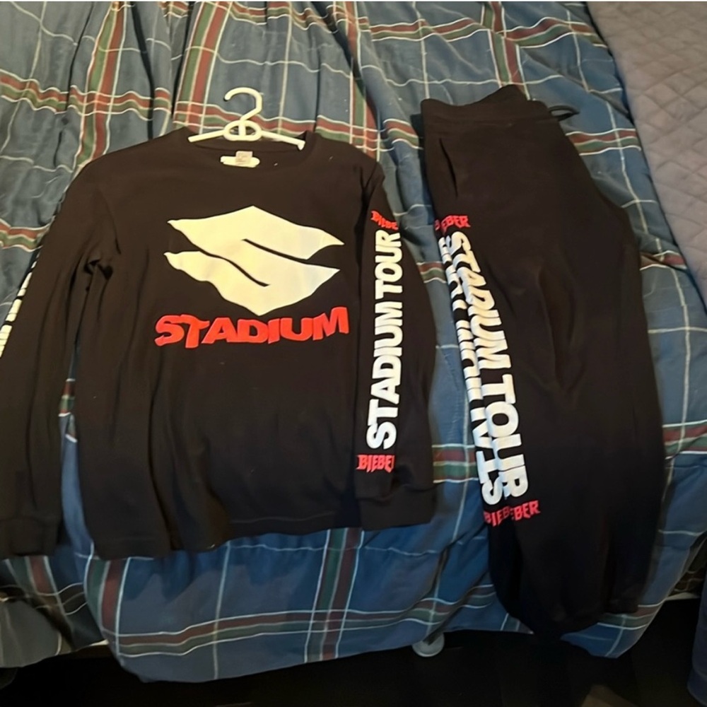 THREE ITEMS* Bieber Stadium Tour Bomber jacket, Black long sleeve and Jogger Set
